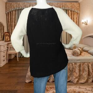 Style & Co Two Tone Black White Pullover Shirt Sweater Cable Knit Goth Top L